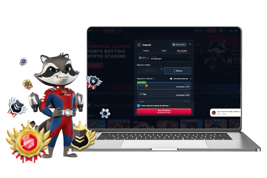 Depósito via cripto na BetFury