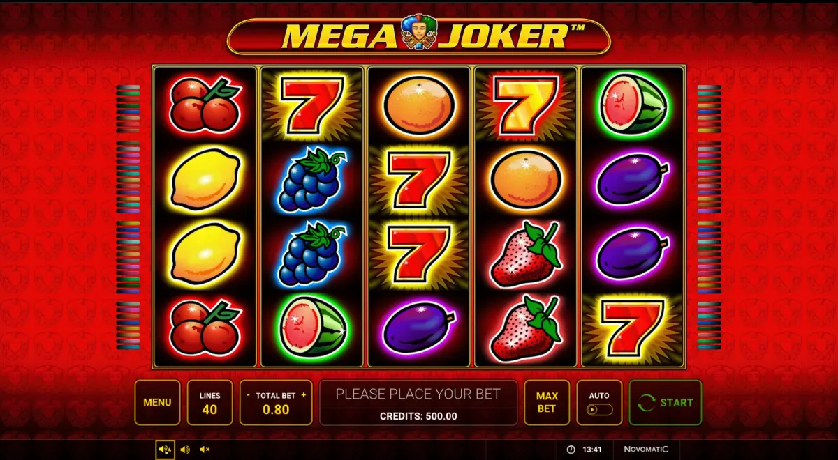 Tela do slot Mega Joker NetEnt